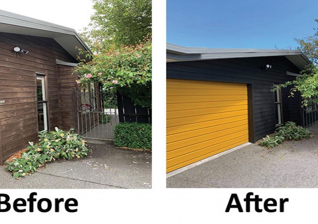 Comparing two images of one place before and after painting